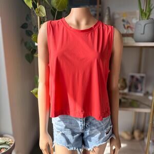 Athleta Ultimate Muscle Tank Power Orange Mesh Back - Large - Gym Workout Top